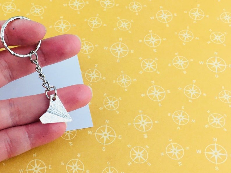 Paper Plane Keychain, Paper Plane Keyring, Paper Plane Jewellery, Origami Keyring, Origami Keychain, Travel keyring, Wanderlast keychain image 3