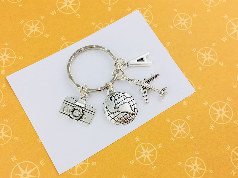 Personalised Wanderlust Keyring, personalised travel gift, travelling accessory, travel bag charm, secret Santa gift for traveller, bff gift image 7