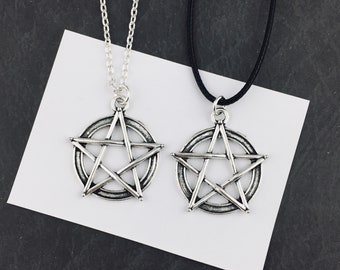 Pentagram Necklace, pentacle choker, large charm statement pendant, Wicca jewelry, Wiccan gifts, witchy jewellery, witchcraft goth gothic