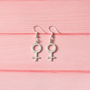 Female Symbol Earrings, Women Symbol earrings, Gender Symbol Earrings, Venus Symbol Earrings, Feminist Earrings, Sex Sign Earrings feminis image 8