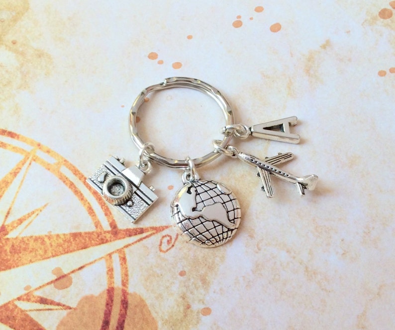 Personalised Wanderlust Keyring, personalised travel gift, travelling accessory, travel bag charm, secret Santa gift for traveller, bff gift image 4