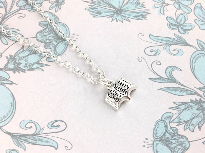 Book Necklace, writer gift, book author gift, book lover gift, bookworm gift, book jewelry, Geeky jewelry, nerd gift, reader gift graduation image 1