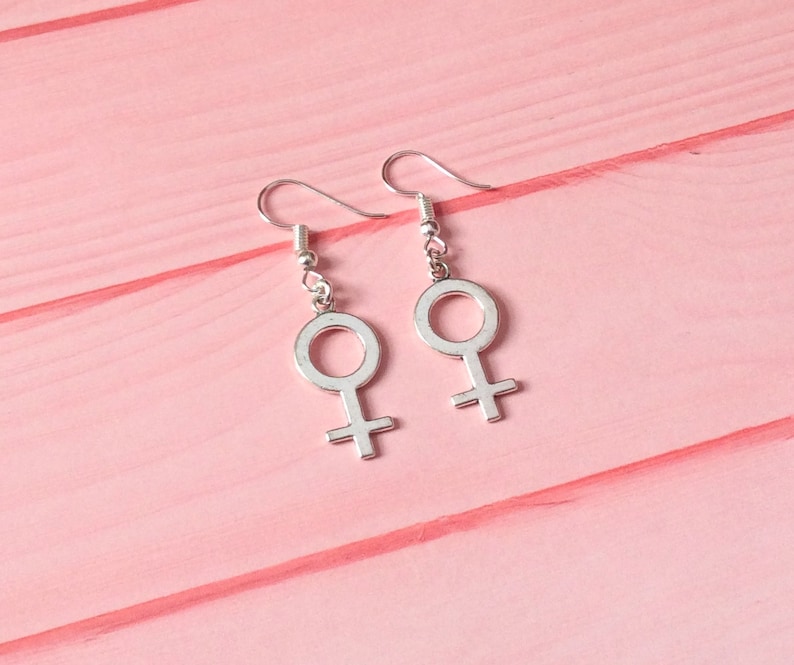 Female Symbol Earrings, Women Symbol earrings, Gender Symbol Earrings, Venus Symbol Earrings, Feminist Earrings, Sex Sign Earrings feminis image 1