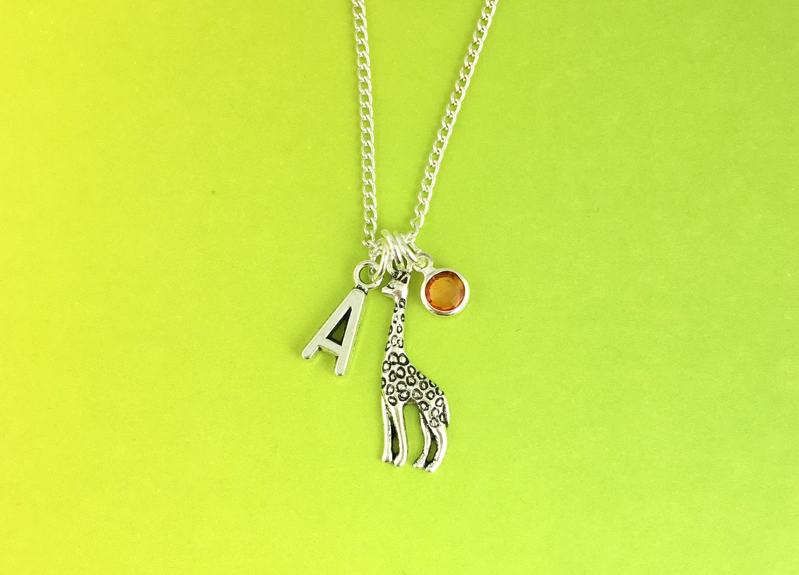 Personalised Giraffe Necklace Custom Animal Necklace Giraffe Etsy UK