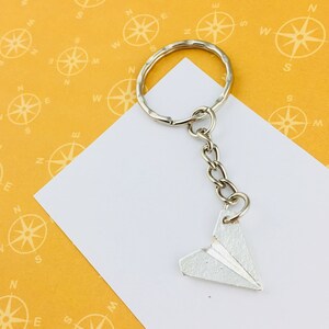Paper Plane Keychain, Paper Plane Keyring, Paper Plane Jewellery, Origami Keyring, Origami Keychain, Travel keyring, Wanderlast keychain image 6