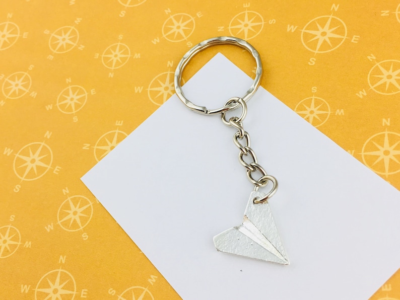 Paper Plane Keychain, Paper Plane Keyring, Paper Plane Jewellery, Origami Keyring, Origami Keychain, Travel keyring, Wanderlast keychain image 6