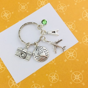 Personalised Wanderlust Keyring, personalised travel gift, travelling accessory, travel bag charm, secret Santa gift for traveller, bff gift image 8