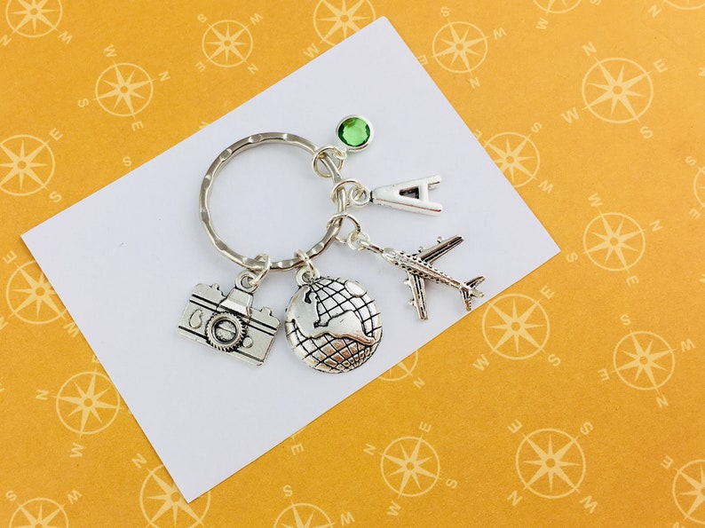 Personalised Wanderlust Keyring, personalised travel gift, travelling accessory, travel bag charm, secret Santa gift for traveller, bff gift image 8