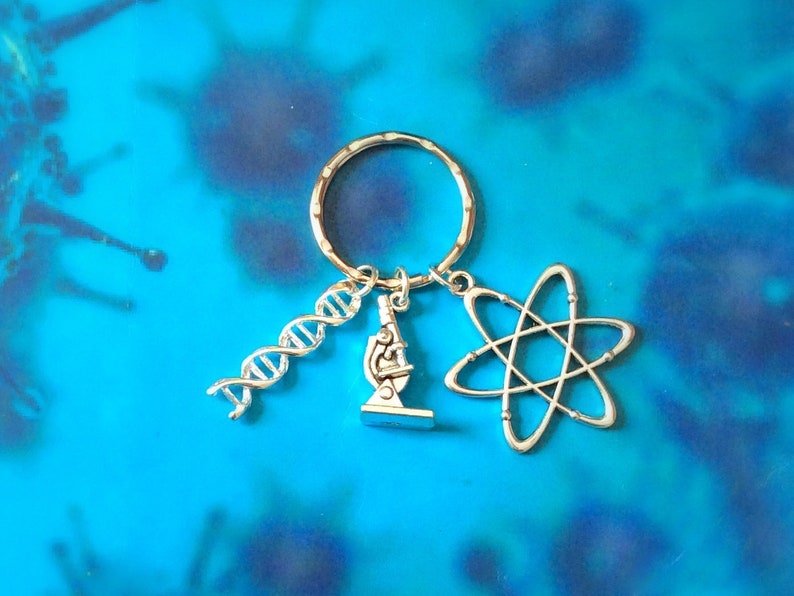 Science Keyring, Science Keychain, DNA keyring, scientist gift, biology gift, science teacher gift, stocking stuffer, secret Santa gift Xmas image 2