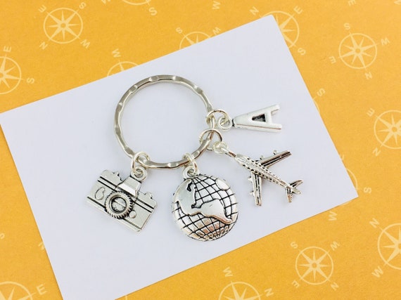 Porte-clés Pendentif Avion Et Appareil Photo En Métal Argenté - Neuf Avec étiquettes - Marque Onwomania