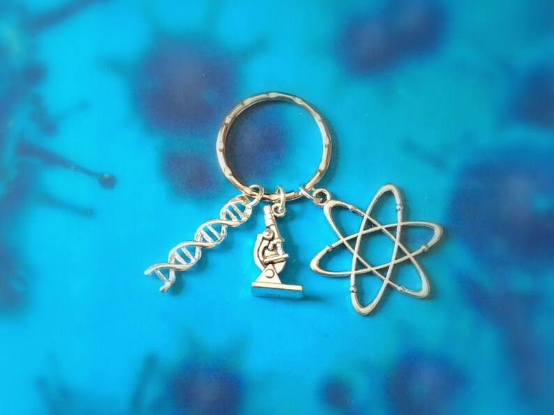 Science Keyring, Science Keychain, DNA keyring, scientist gift, biology gift, science teacher gift, stocking stuffer, secret Santa gift Xmas image 8