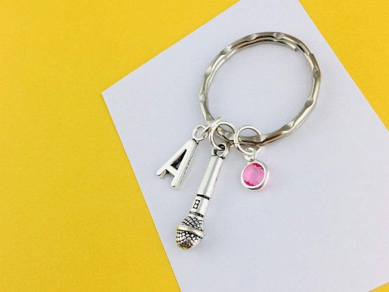 Personalised Microphone Keyring, Custom Microphone Keychain, Music Gift ...