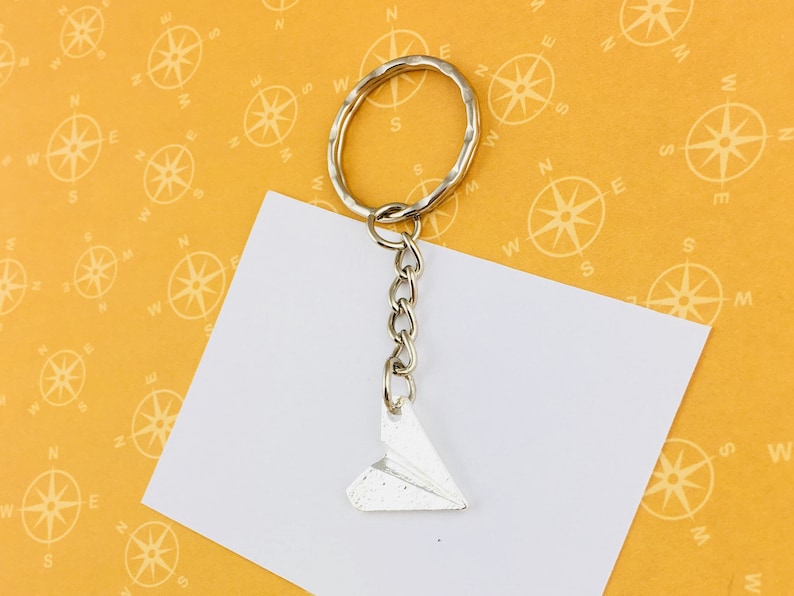 Paper Plane Keychain, Paper Plane Keyring, Paper Plane Jewellery, Origami Keyring, Origami Keychain, Travel keyring, Wanderlast keychain image 4