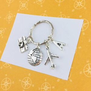 Personalised Wanderlust Keyring, personalised travel gift, travelling accessory, travel bag charm, secret Santa gift for traveller, bff gift image 2