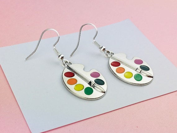 1 paio di orecchini pendenti con pennello per ptura artistica