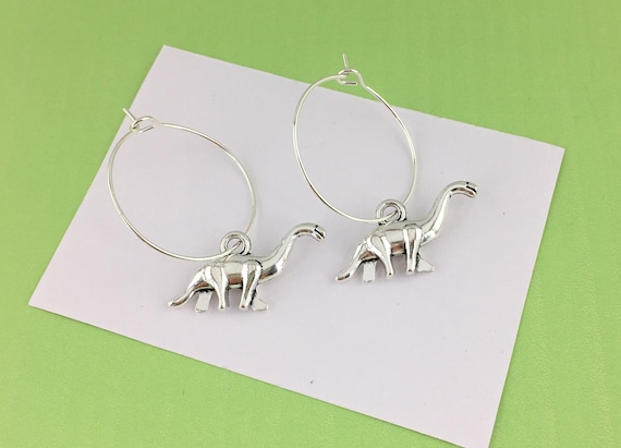 Brontosaurus Hoop Earrings 25mm Diameter Silver Plated Hoops Dinosaur Jewellery for Women Teen Girl Gift for Her Herbivore Quirky Gift Etsy
