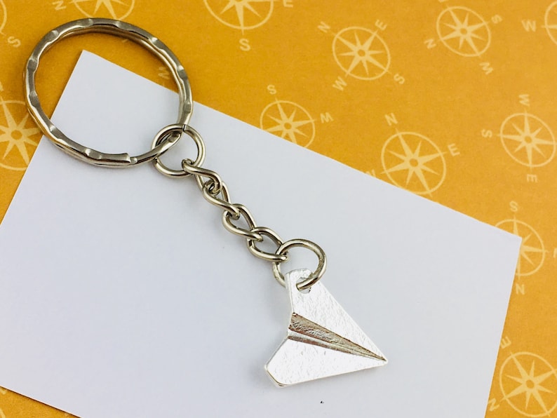 Paper Plane Keychain, Paper Plane Keyring, Paper Plane Jewellery, Origami Keyring, Origami Keychain, Travel keyring, Wanderlast keychain image 1