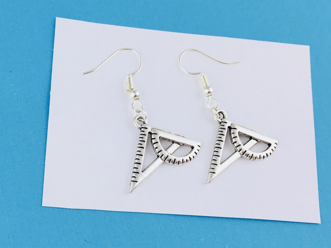 Setsquare and Protractor Earrings Square Ruler Gift Geeky Etsy