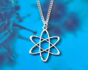 Atom Necklace, Science Necklace, Scientist gift, Back to School jewelry, Teacher necklace gift, biology chemistry student, geeky nerdy gift