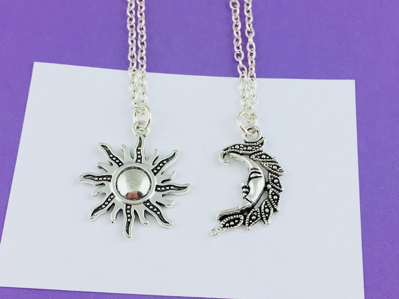 Sun and Moon Necklaces BFF Necklace Best Friends Necklace - Etsy UK