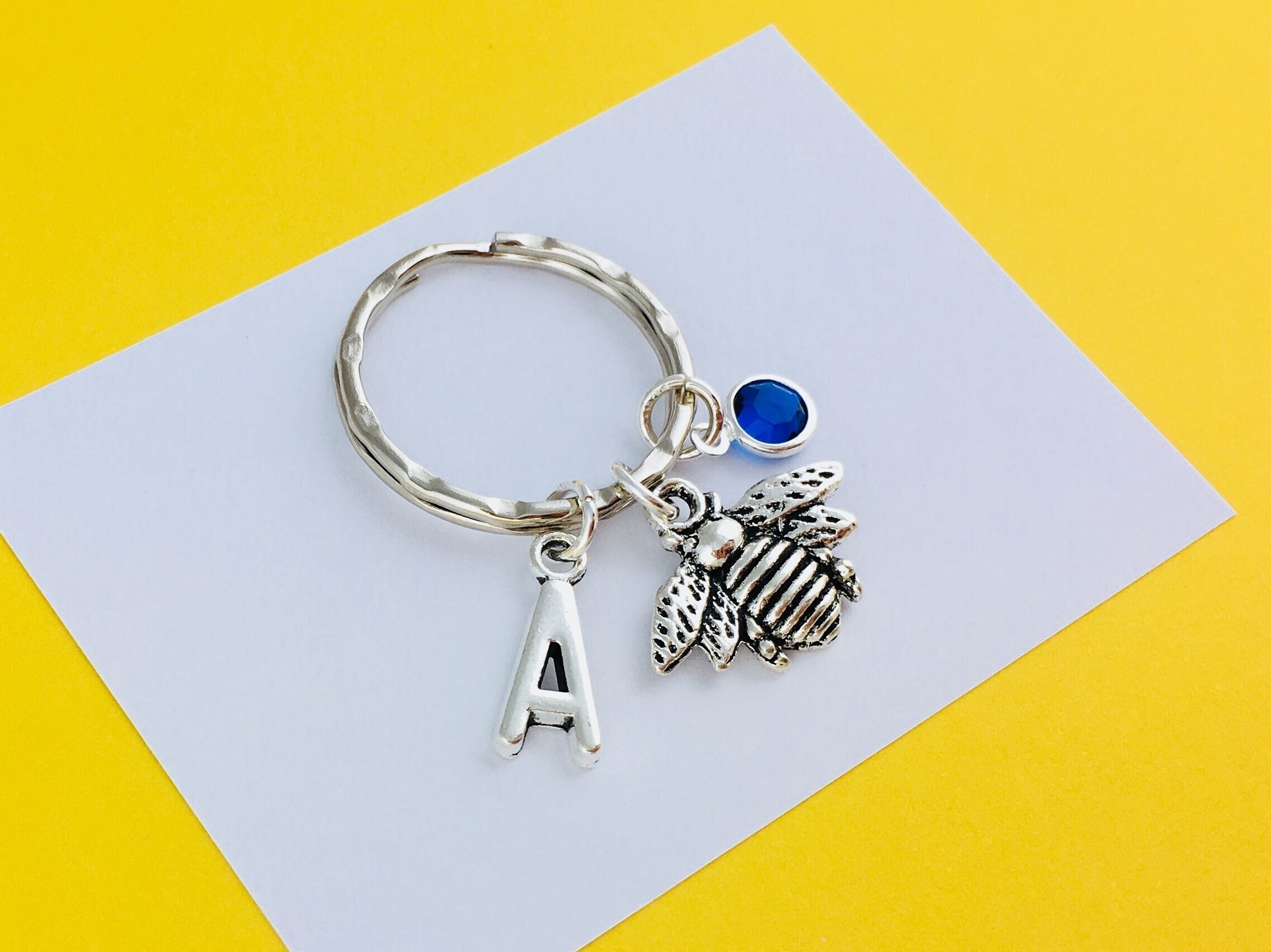 Personalised Bee Keyring, Bee Keeper Gift for Her, Insects Keyring, Bee ...
