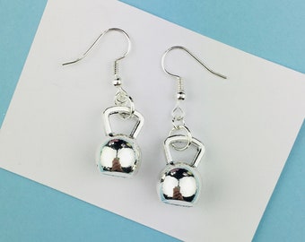 Kettlebell Earrings, Fitness Jewellery, Sport Accessories, Personal Trainer gift for bodybuilder, inspirational motivational goals jewelry