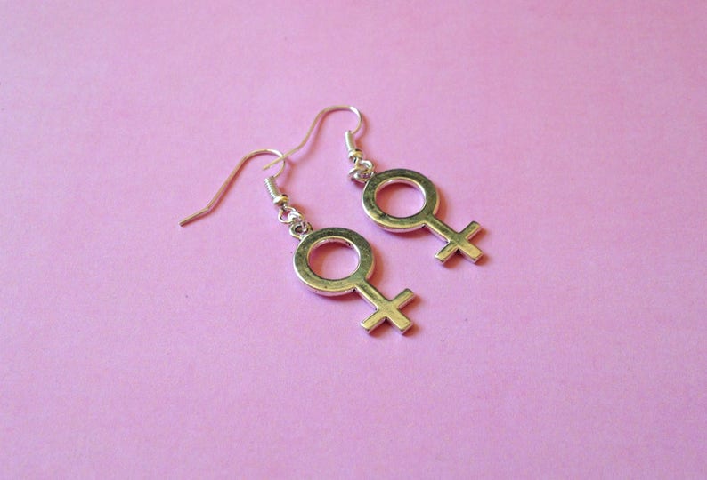 Female Symbol Earrings, Women Symbol earrings, Gender Symbol Earrings, Venus Symbol Earrings, Feminist Earrings, Sex Sign Earrings feminis image 7