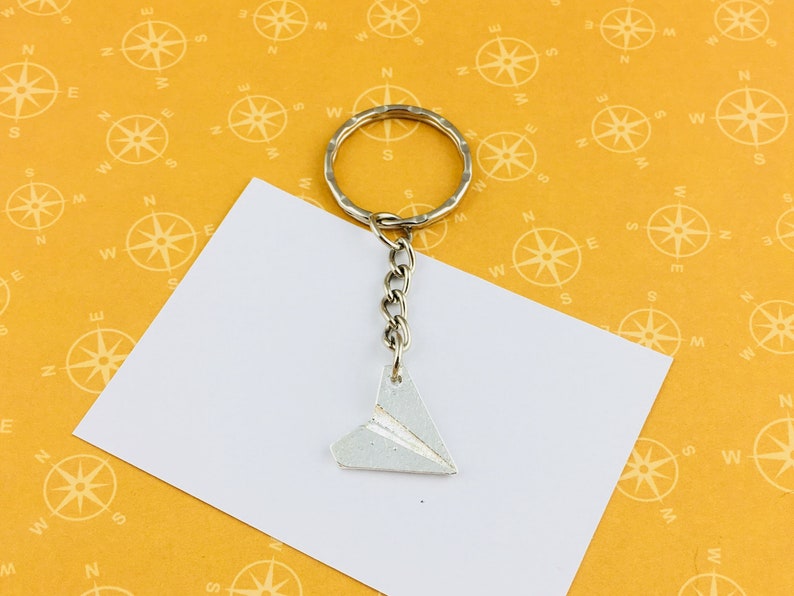 Paper Plane Keychain, Paper Plane Keyring, Paper Plane Jewellery, Origami Keyring, Origami Keychain, Travel keyring, Wanderlast keychain image 2