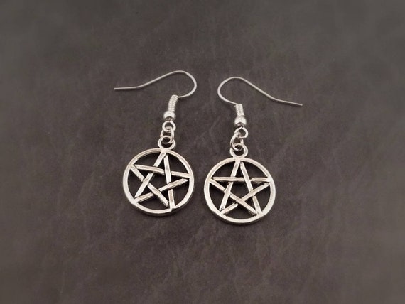 Pentagram Earrings Pentacle Earrings Witchcraft Jewelry Wiccan