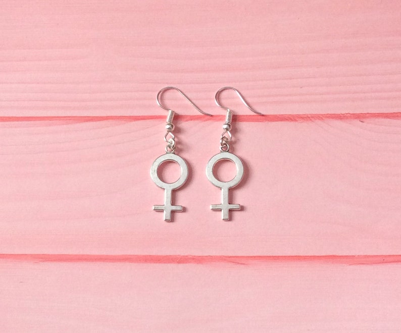 Female Symbol Earrings, Women Symbol earrings, Gender Symbol Earrings, Venus Symbol Earrings, Feminist Earrings, Sex Sign Earrings feminis image 2