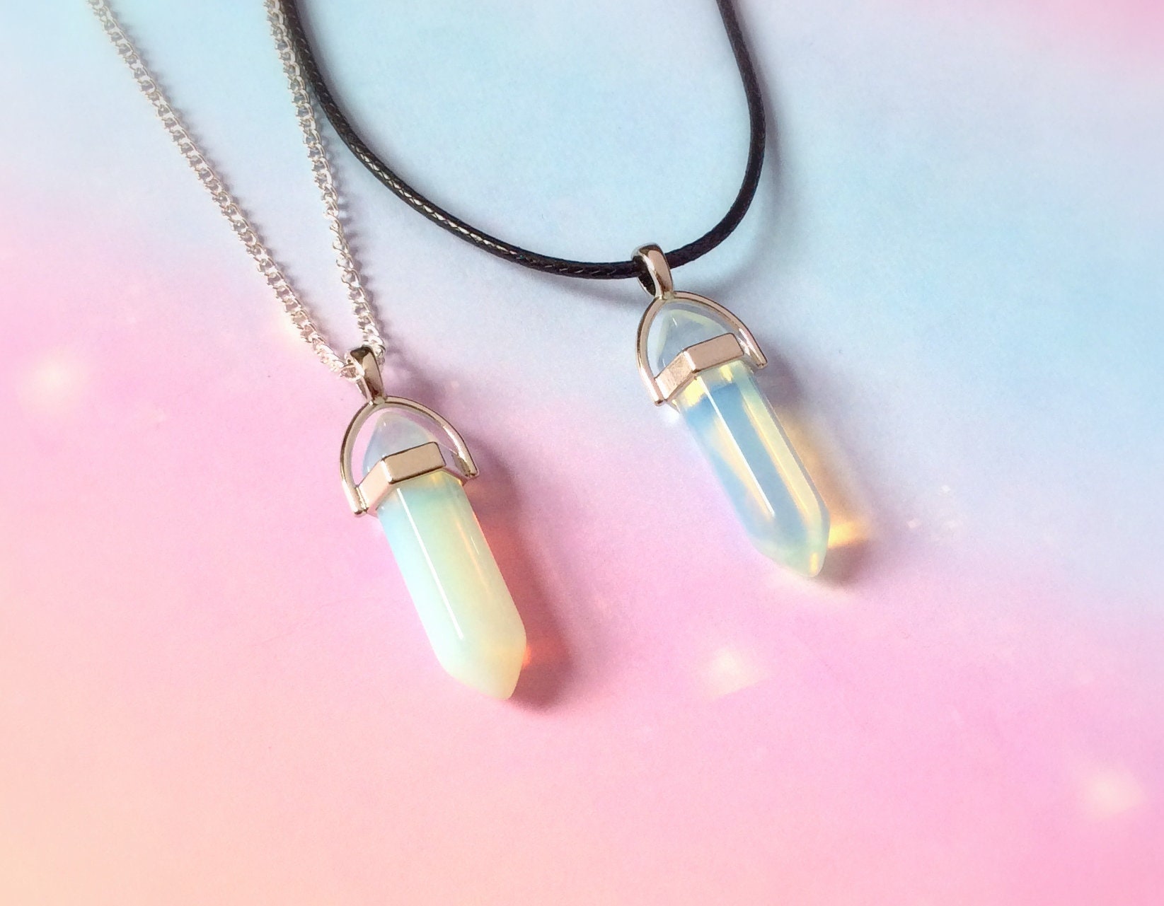 Stone/Crystal Holder Necklace with Opalite Crystal - Crystal Junkie