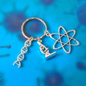 Science Keyring, Science Keychain, DNA keyring, scientist gift, biology gift, science teacher gift, stocking stuffer, secret Santa gift Xmas image 6