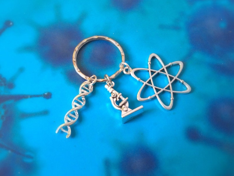 Science Keyring, Science Keychain, DNA keyring, scientist gift, biology gift, science teacher gift, stocking stuffer, secret Santa gift Xmas image 6