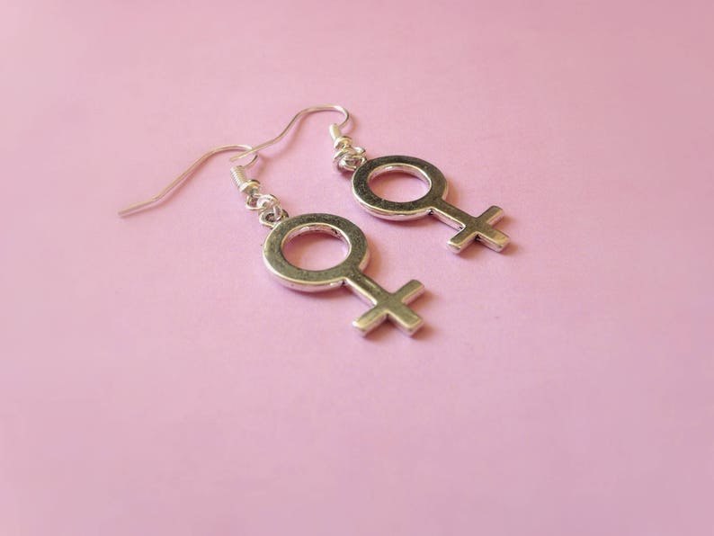 Female Symbol Earrings, Women Symbol earrings, Gender Symbol Earrings, Venus Symbol Earrings, Feminist Earrings, Sex Sign Earrings feminis image 6