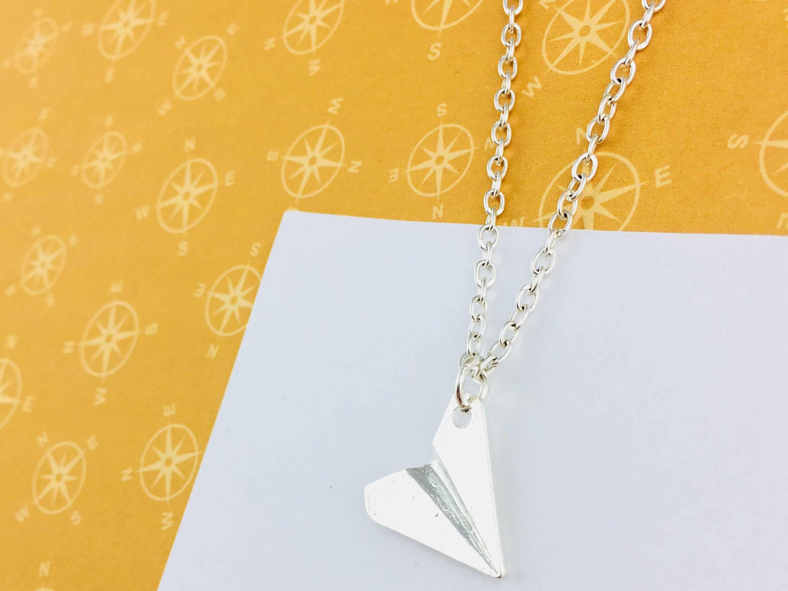 Paper Plane Necklace Origami Necklace Paper Plane Jewellery Etsy