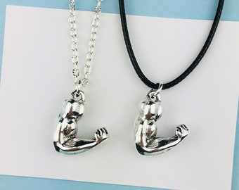 Biceps Necklace, Silver Biceps Choker, Muscle Necklace, Sport Jewellery, sport gift for coach, gym goes gift,  personal trainer gift for her