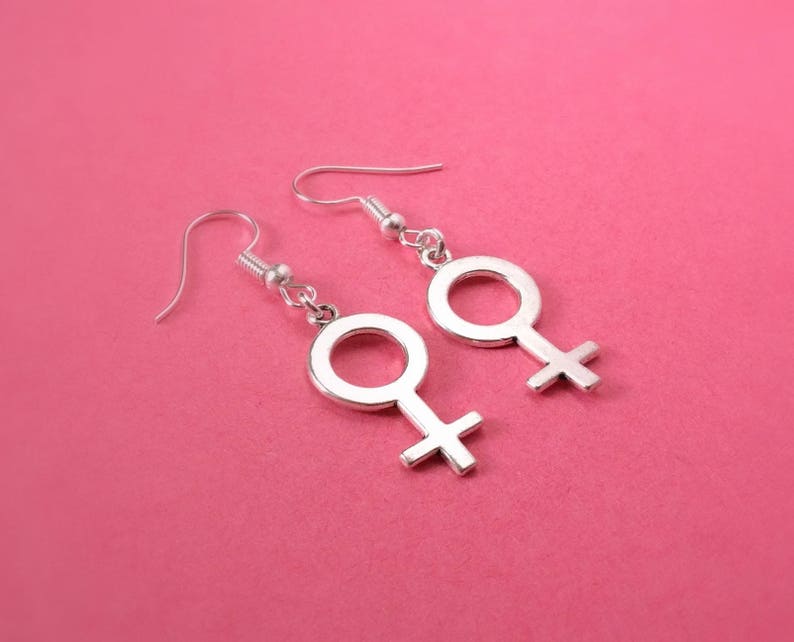 Female Symbol Earrings, Women Symbol earrings, Gender Symbol Earrings, Venus Symbol Earrings, Feminist Earrings, Sex Sign Earrings feminis image 5