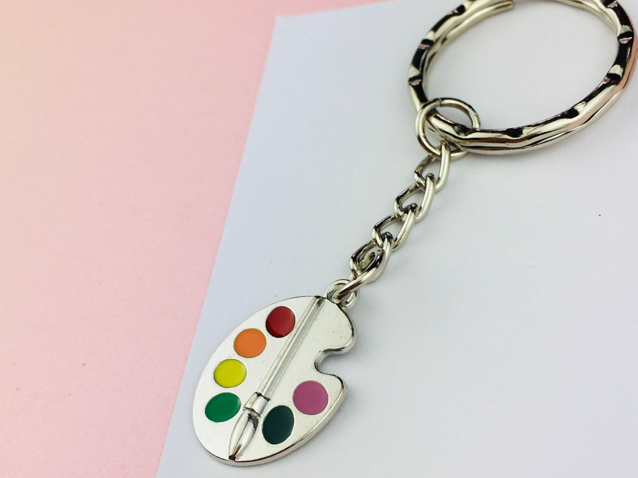 Palette Keychain, Artist Keyring Art Teacher Gift Painter Birthday Gift ...