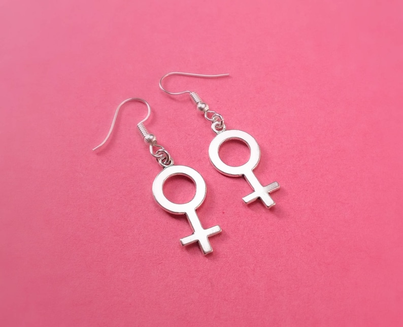 Female Symbol Earrings, Women Symbol earrings, Gender Symbol Earrings, Venus Symbol Earrings, Feminist Earrings, Sex Sign Earrings feminis image 4