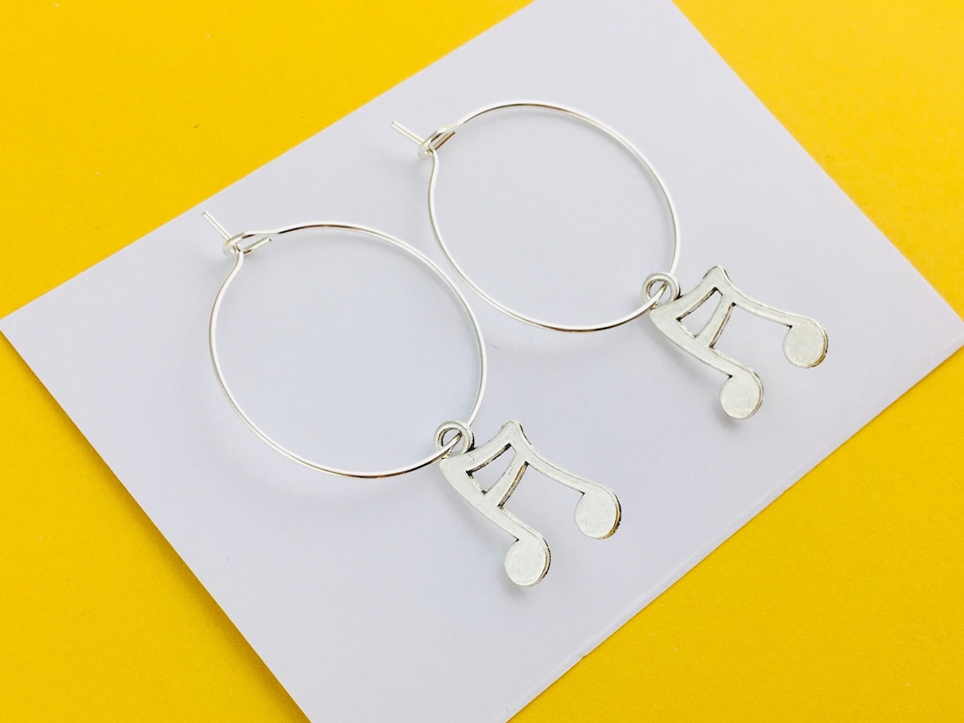 Musical Note Hoop Music Note Hoops, Musical Jewellery, Musician Gift for Her, Quirky ...