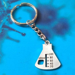 Porte-clés bécher, porte-clés fiole conique, cadeau scientifique pour scientifique, cadeau professeur de sciences, cadeau de remise des diplômes en chimie, professeur de chimie
