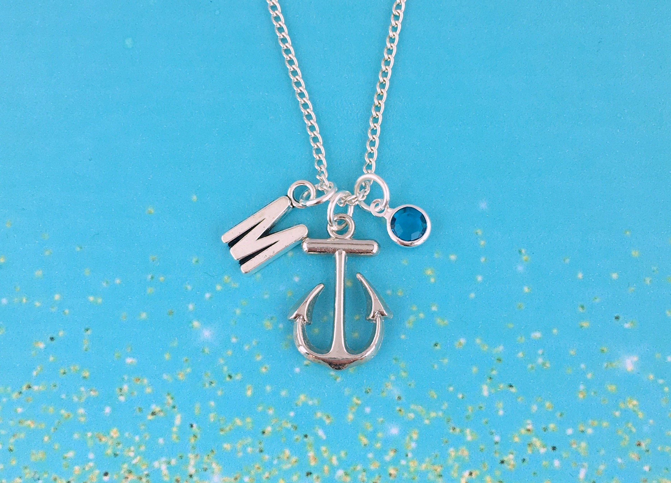 Personalized Anchor Necklace Custom necklace with initial or Etsy