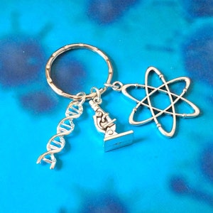 Science Keyring, Science Keychain, DNA keyring, scientist gift, biology gift, science teacher gift, stocking stuffer, secret Santa gift Xmas image 3