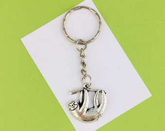 Hanging Sloth Keychain, Sloth keyring, Animal lover gift, vegan keychain, animal bag charm, housewarming gift, couples gift for anniversary