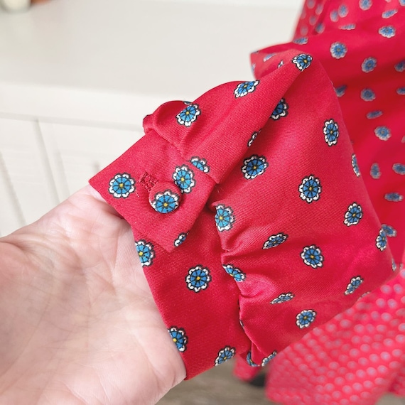 Vintage Page Boy Dallas 60s 70s Red Pleated Flora… - image 6