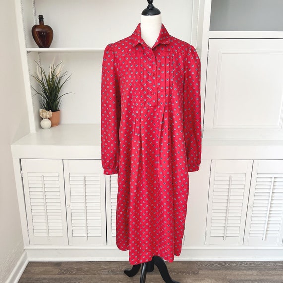 Vintage Page Boy Dallas 60s 70s Red Pleated Flora… - image 2