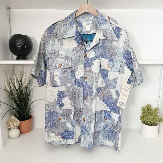 NWT Vintage for Andrade Men's Blue Floral Hawaiian