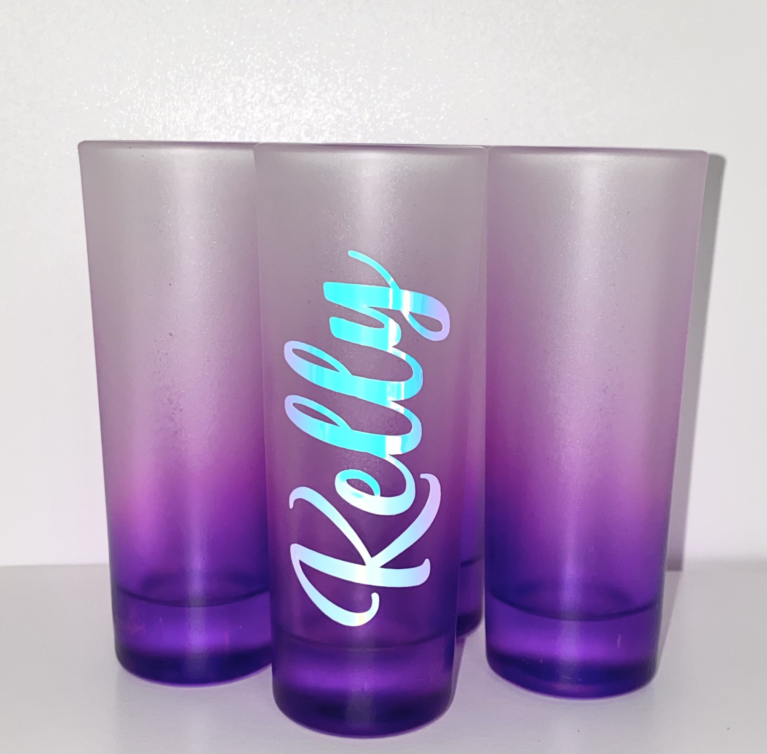 Purple 1.5 oz shot glass shooter personalized with holographic Etsy