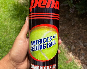 Tennis ball can tennis player tennis team 20 oz tumbler looks like Can of balls keeps drinks nice and cold comes with metal/plastic straw