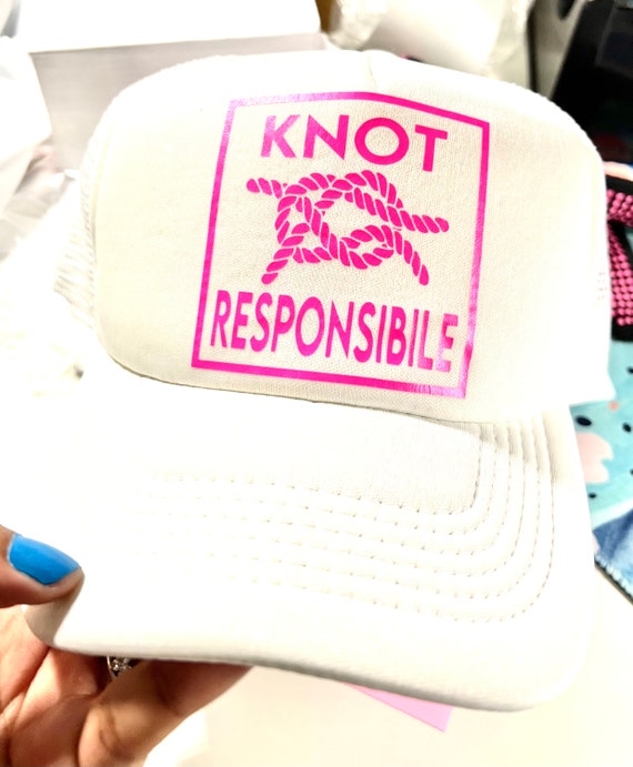 Knot Responsible White Foam Trucker Hat With Neon Pink